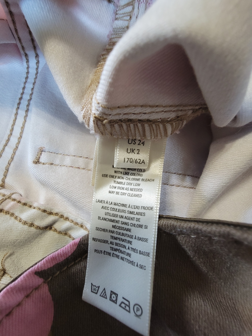 We The Free Pink & Brown Floral Wide Leg Jeans Sz 24 - Picture 6 of 6